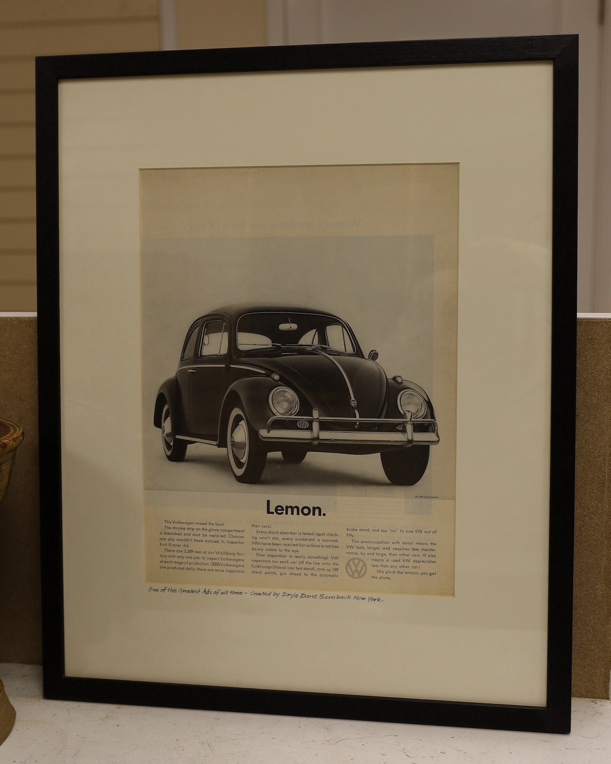 Lemon - an advertising print 'One of the Greatest Ads of all time' 1970, framed